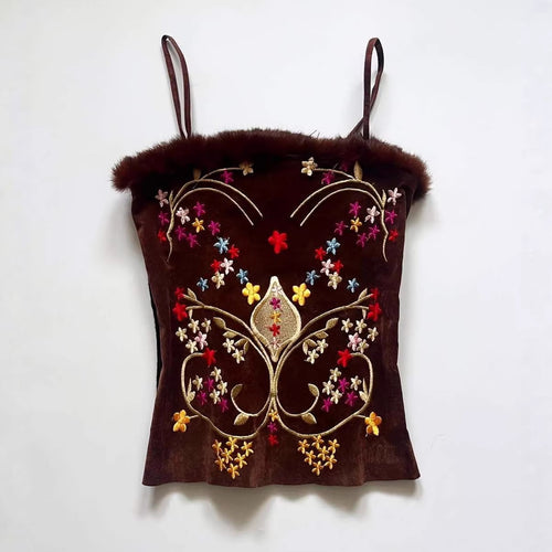 Ladies Velvet Blouse Top with Floral Embroidery StylebySassy