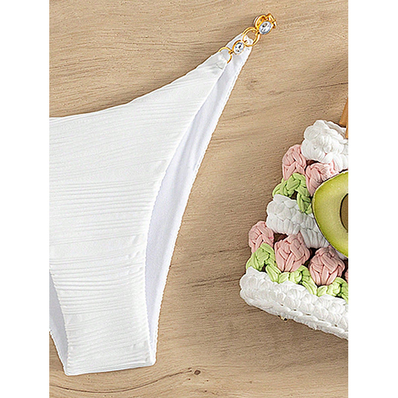 Women High-Cut Bikini Bottoms with Decorative Chain Accents StylebySassy