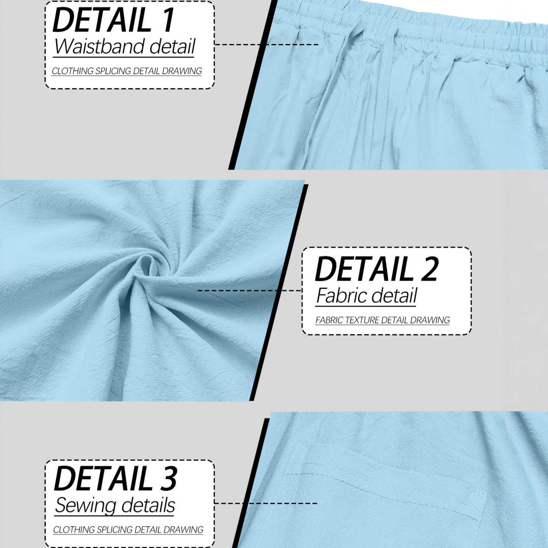 Men's casual linen-cotton pants with elastic waistband and drawstring StylebySassy