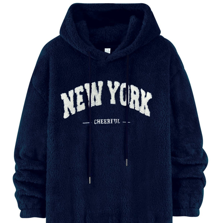 Men's cozy fleece hoodie with relief logo, drawstring and kangaroo pocket StylebySassy