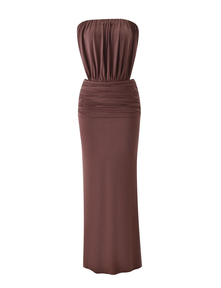 Ladies Long, figure-hugging Maxi Dress with gathered bodice StylebySassy