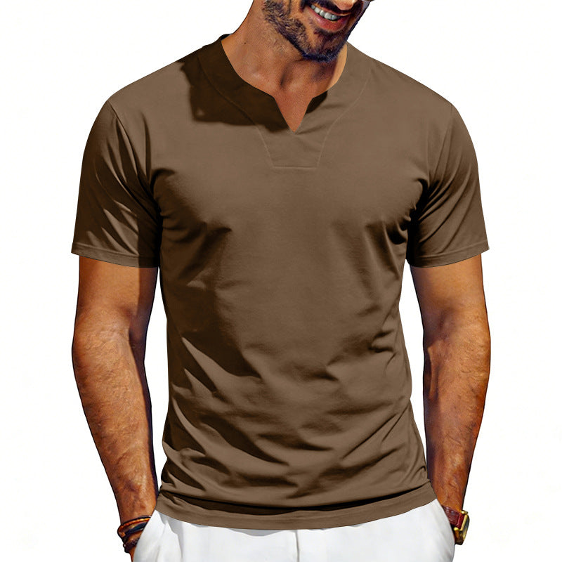 Men's V-neck sports shirt with ergonomic design seams and elastic jersey StylebySassy