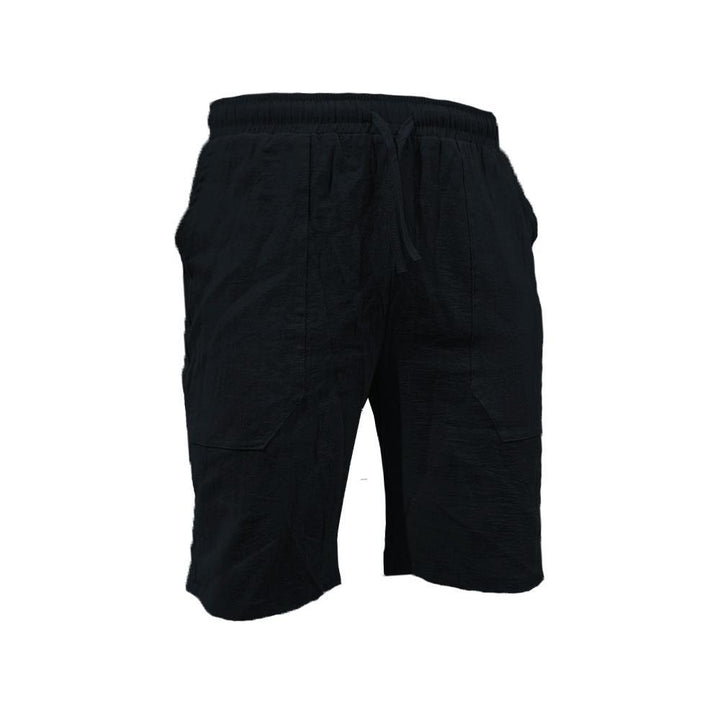 Men's casual travel Bermuda shorts with crinkle texture, adjustable drawstring, and large volume patch pockets StylebySassy