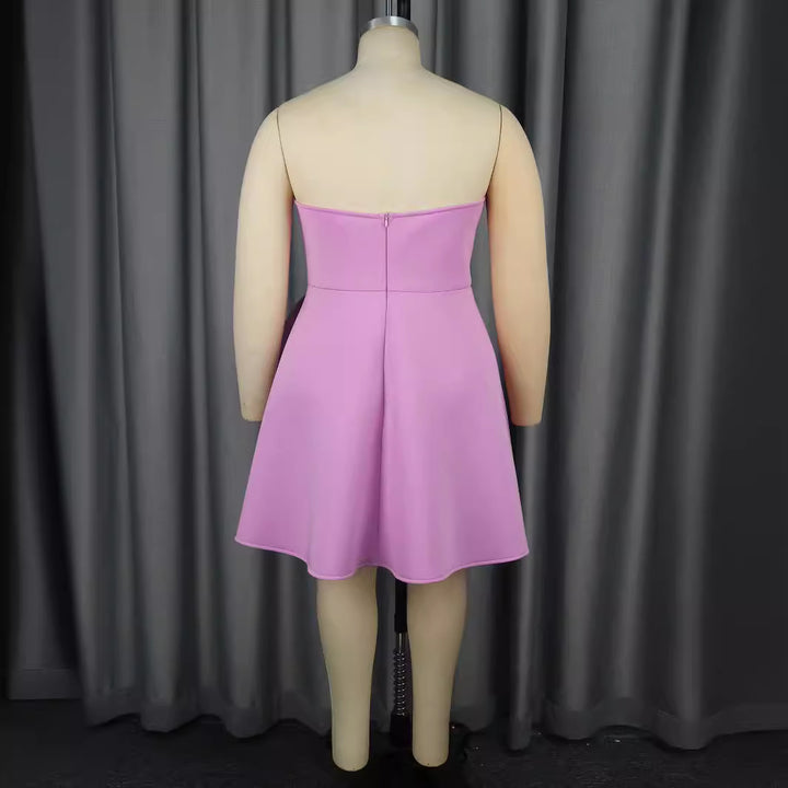 Women's Strapless Cocktail Dress with High-Quality Ruffle Detail and Sparkling Pearls StylebySassy