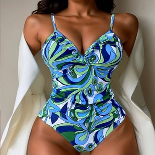 Women's one-piece swimsuit with fashionable floral print StylebySassy