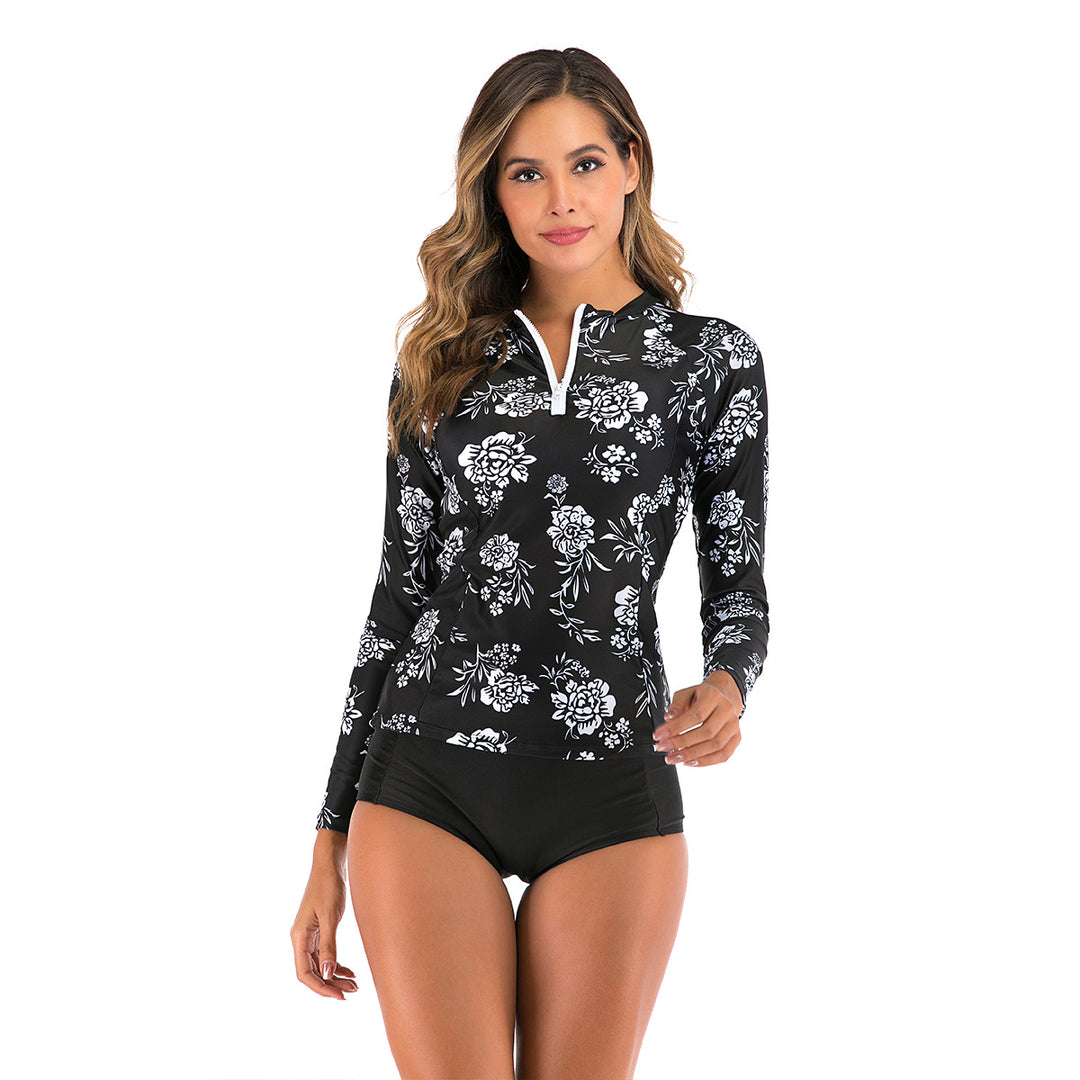 Women Long Sleeve Surf Suit with Floral Pattern StylebySassy