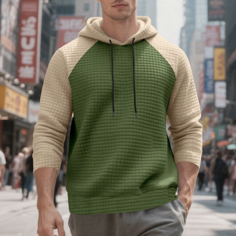 Men's quilted hoodie with raglan sleeves and drawstring StylebySassy