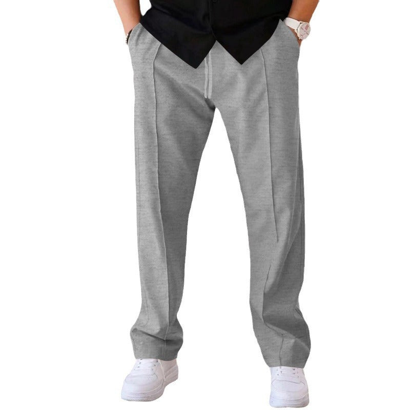 Men's loose casual pants with crease, elastic waistband and drawstring StylebySassy