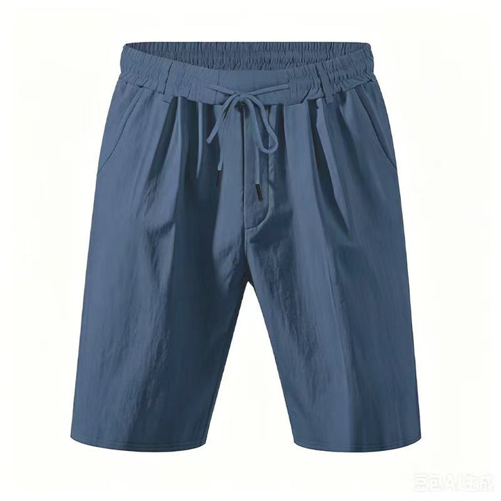 Men's knee-length lightweight functional shorts with elastic waistband, drawstring, and deep side pockets StylebySassy