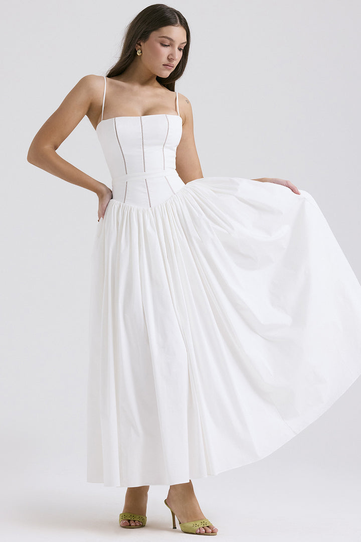 Ladies nan fitted maxi dress with corset top and fine spaghetti straps StylebySassy