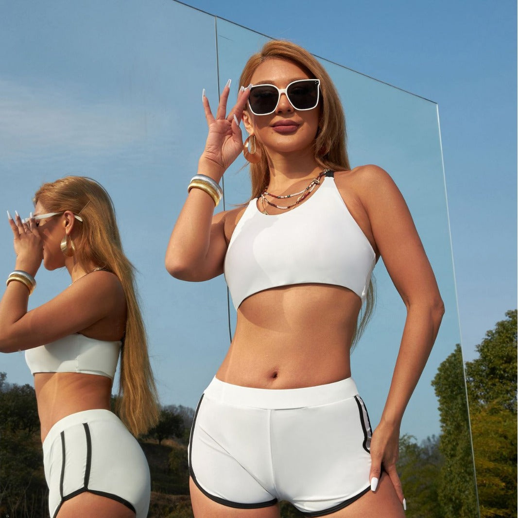 Women’s sporty bikini set with high-neck top and comfortable bottoms StylebySassy