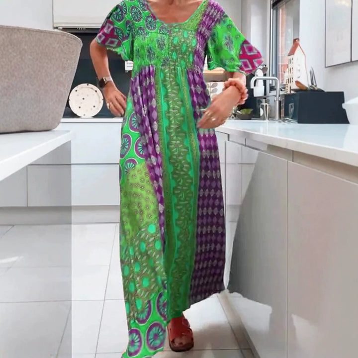 Women's Boho Max Dress with Smocked Top and Flowing Wide Skirt StylebySassy