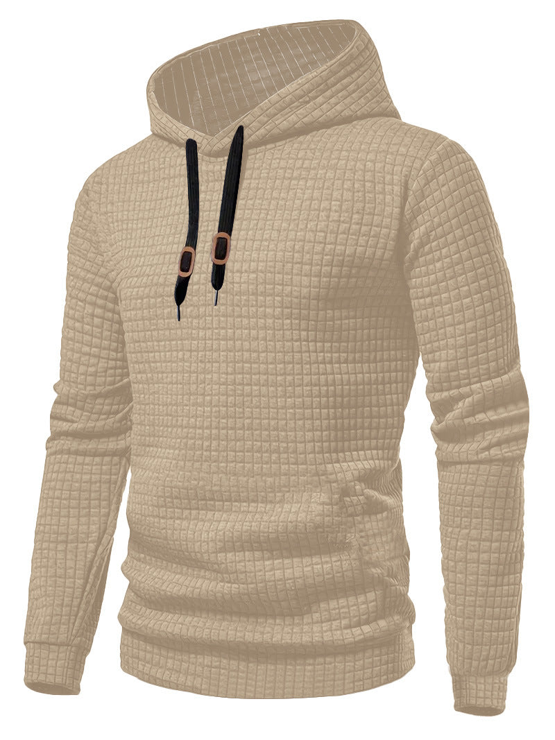 Men's quilted hoodie with rectangular quilting, drawstring and ribbed cuffs StylebySassy