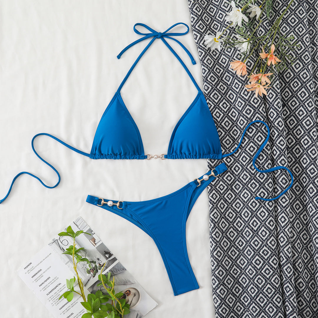 Ladies Triangle Bikini with Elegant Decorations StylebySassy