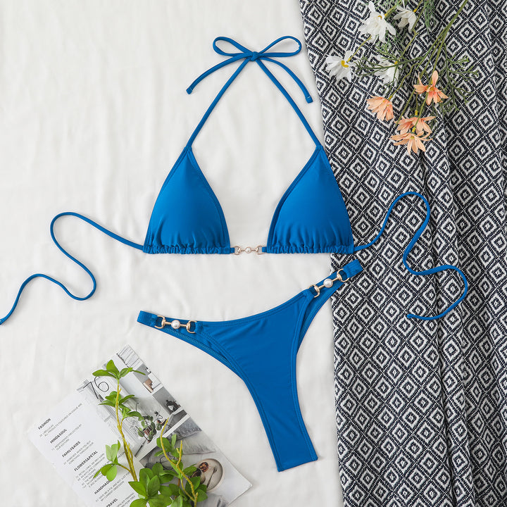 Ladies Triangle Bikini with Elegant Decorations StylebySassy