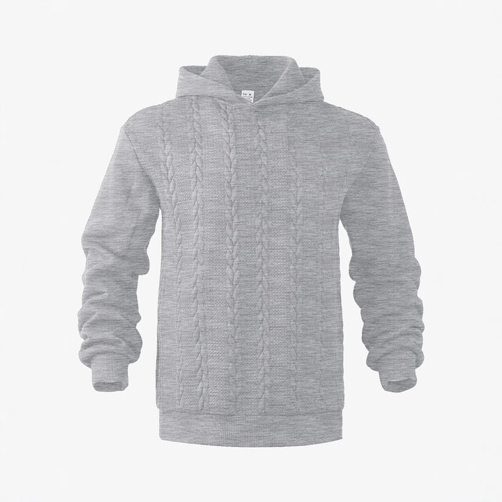 Men's knitted look hoodie with cable pattern and ribbed hem StylebySassy