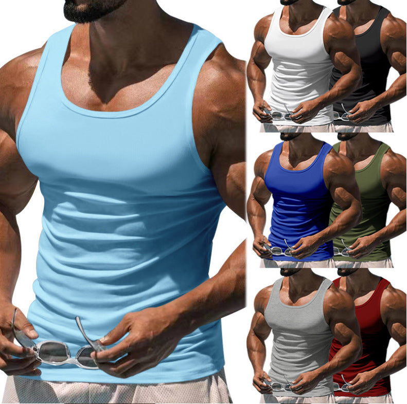 Men's figure-hugging functional tank top with high armholes and stretch jersey StylebySassy