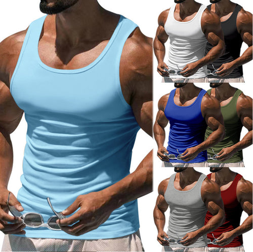 Men's figure-hugging functional tank top with high armholes and stretch jersey StylebySassy