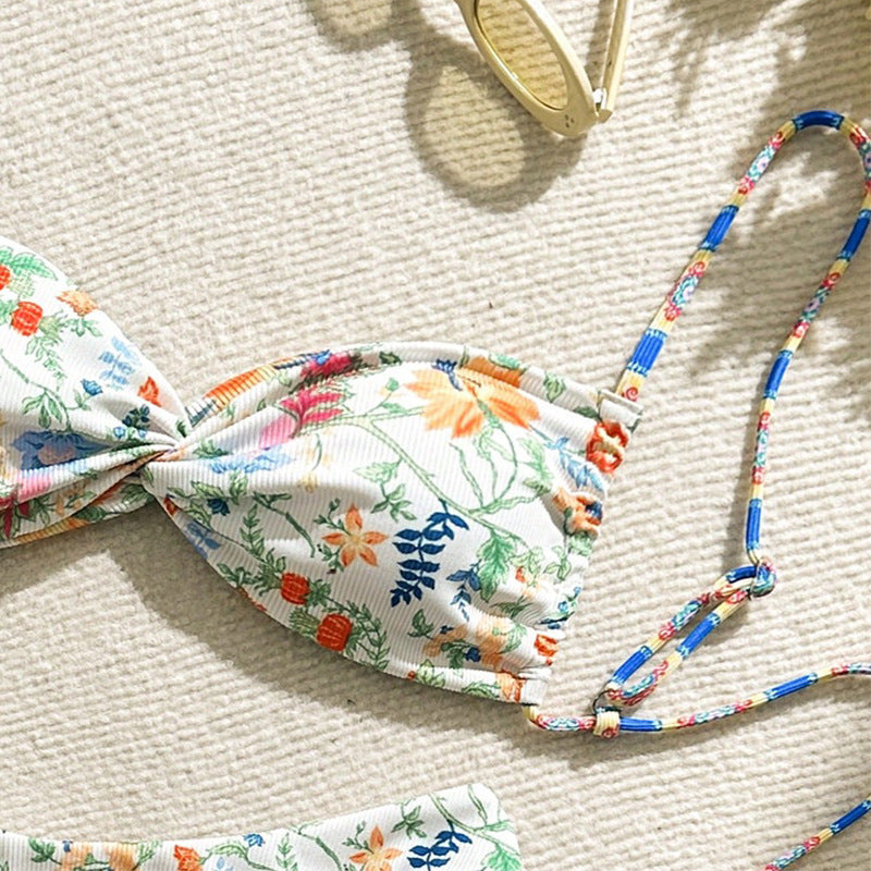 Women’s floral padded bikini with removable push-up and adjustable ties StylebySassy