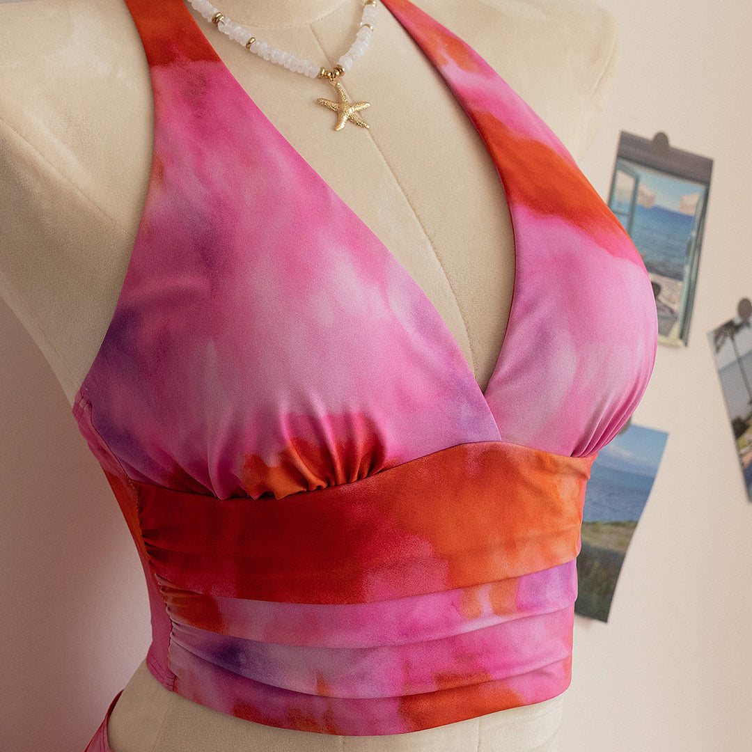 Women's swimsuit set with asymmetrical ruffle and trendy top StylebySassy