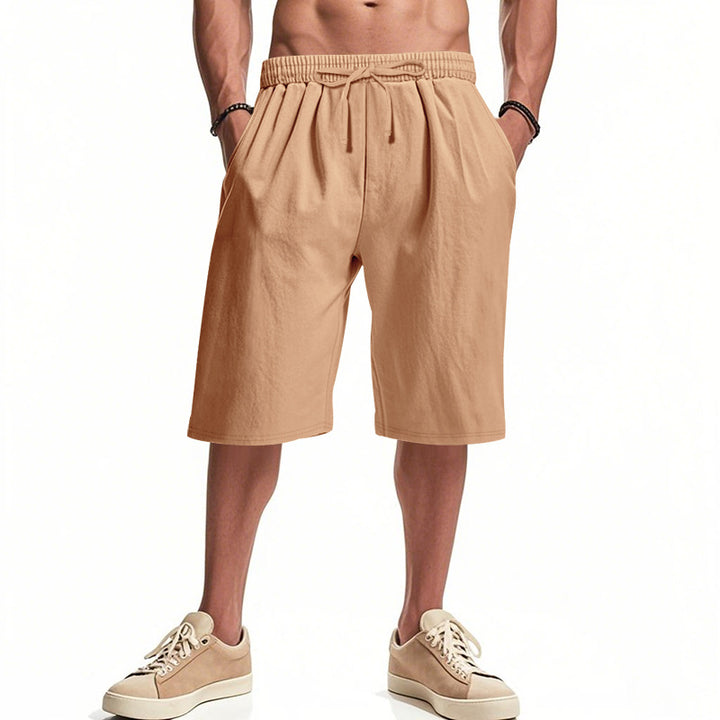 Men's casual bermuda shorts made of cotton blend with elastic waistband, drawstring, and side pockets StylebySassy