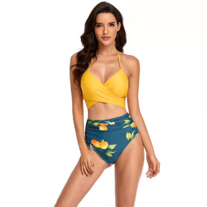 Women's High-Cut Bikini with Wrap Top and Floral Patterns StylebySassy