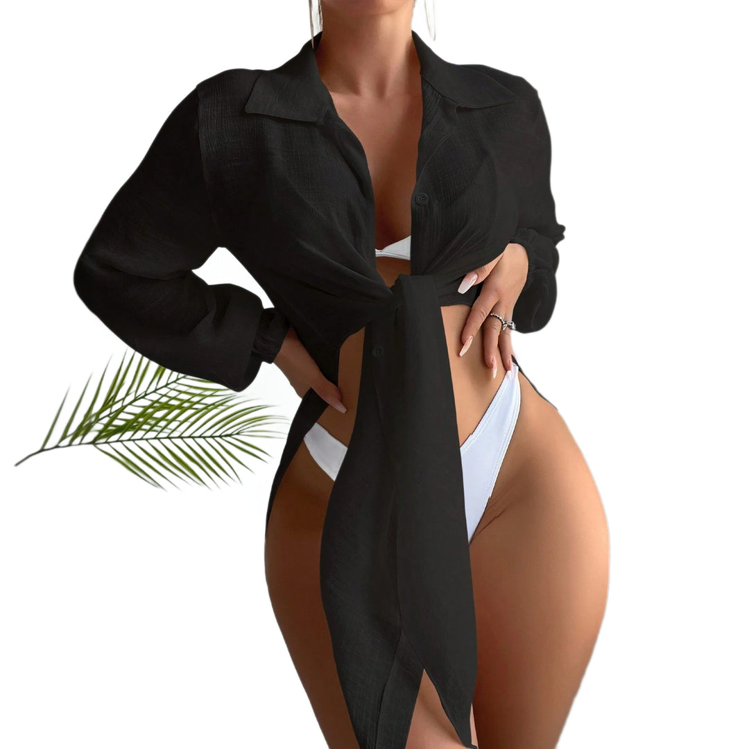 Women Casual Beach Blouse with Light Fabric and Button Details StylebySassy