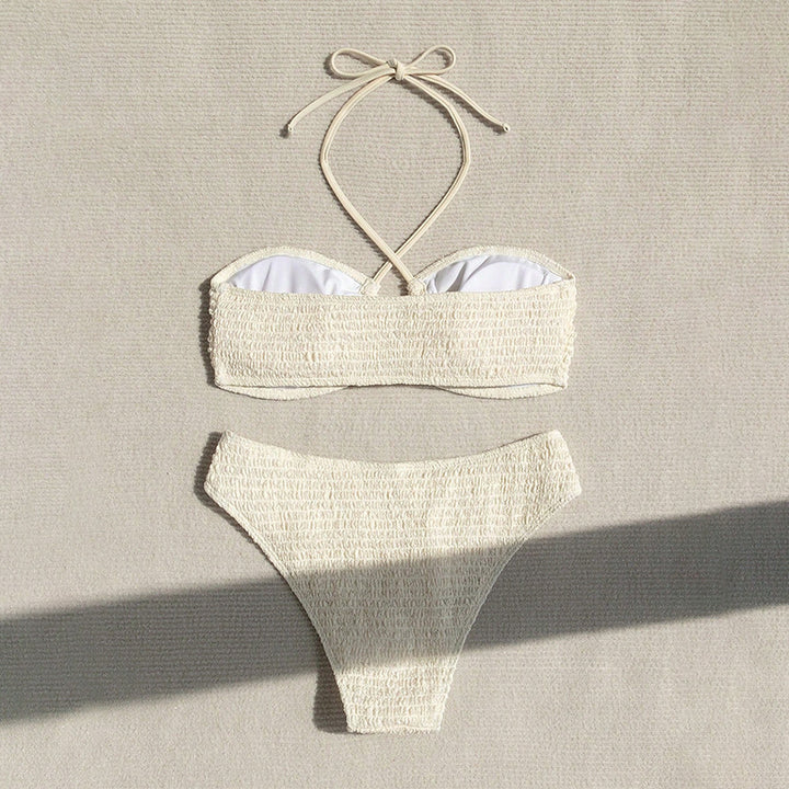 Women's bandeau bikini set with sophisticated ruffle details StylebySassy