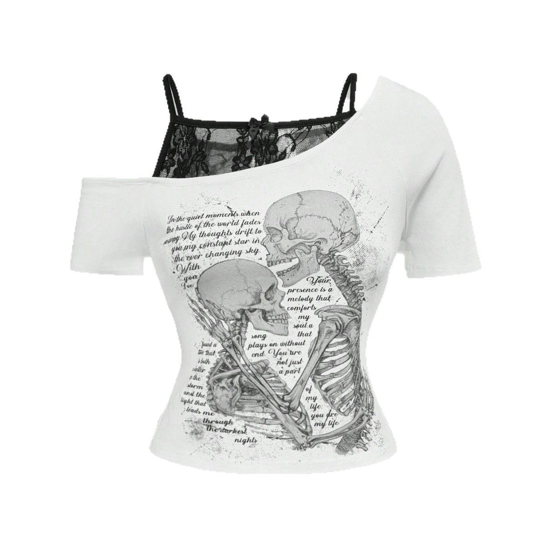 Women's refined graphic T-shirt with lace underlayer StylebySassy