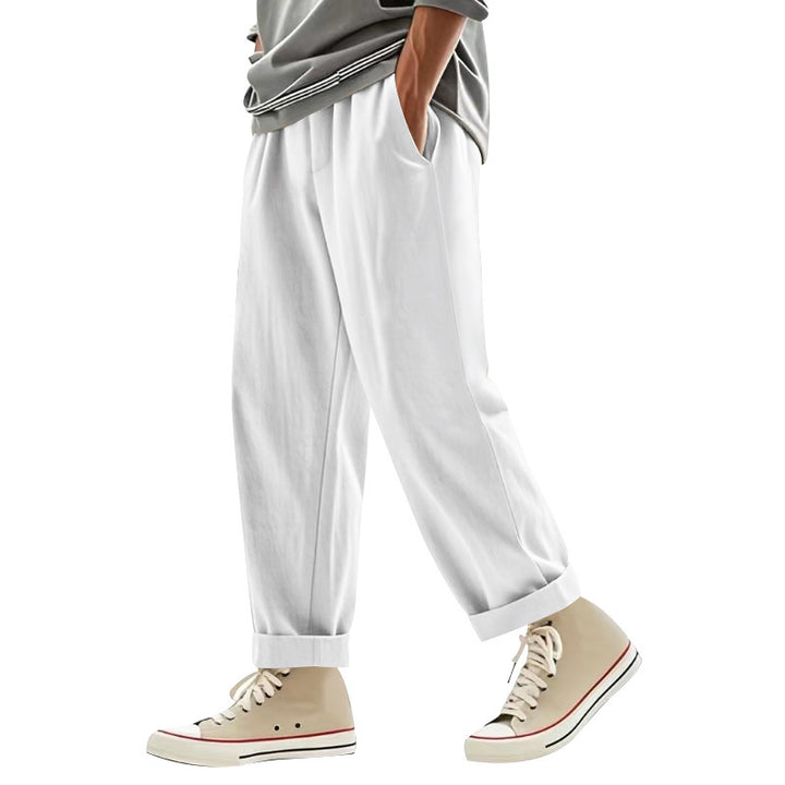 Men's wide pleat chino pants with cuffs, tapered fit and side pockets StylebySassy