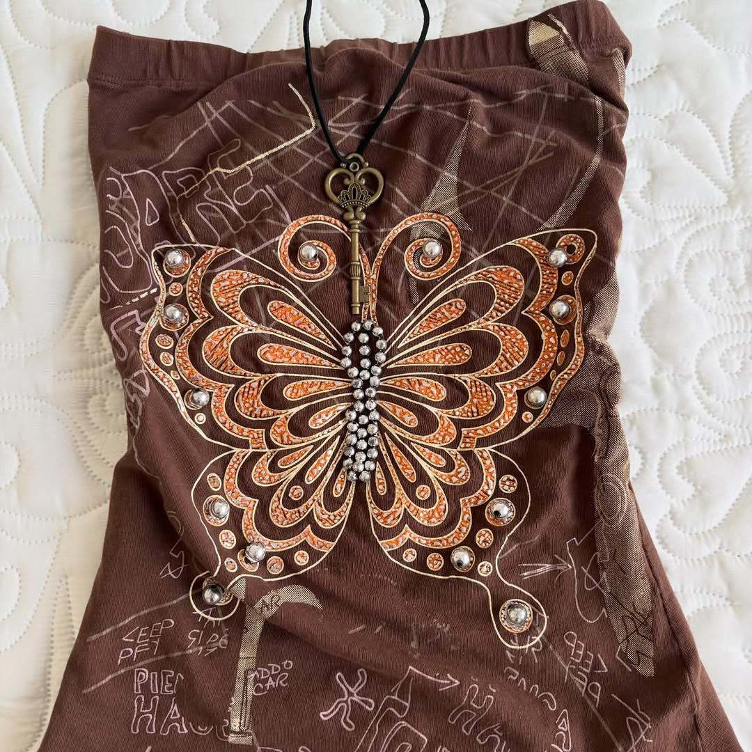 Women strapless top with butterfly design StylebySassy