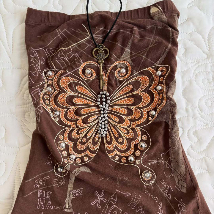 Women strapless top with butterfly design StylebySassy
