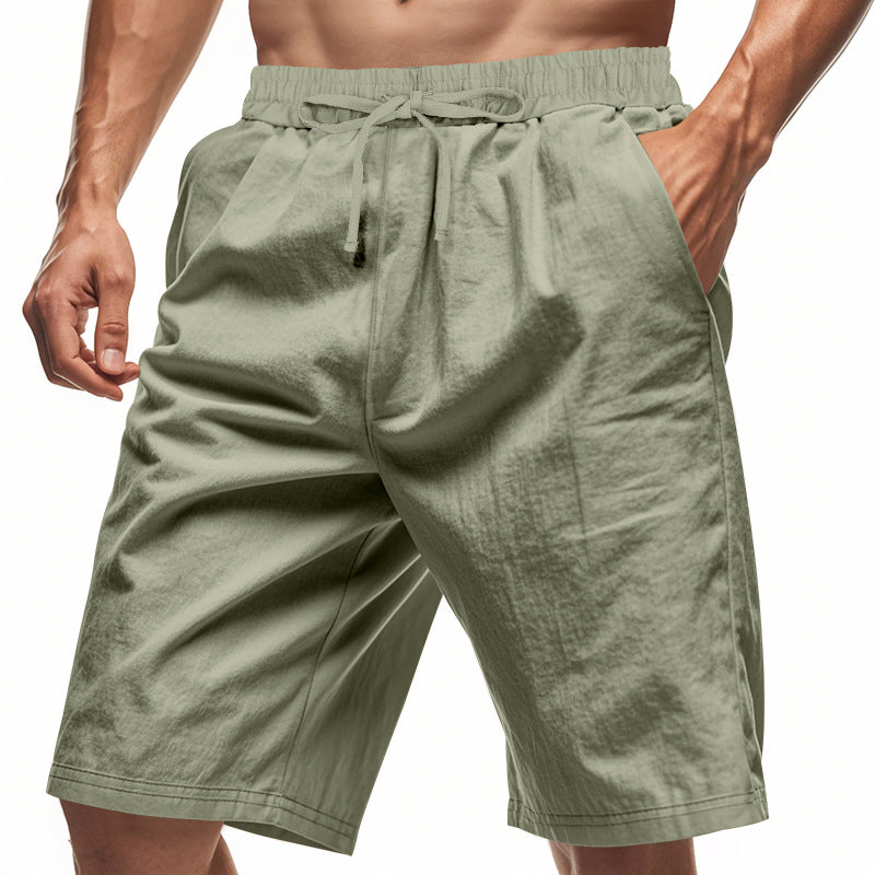 Men's casual bermuda shorts made of cotton blend with elastic waistband, drawstring, and side pockets StylebySassy
