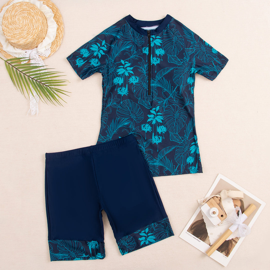 Ladies sporty two-piece swimsuit with modern floral design StylebySassy
