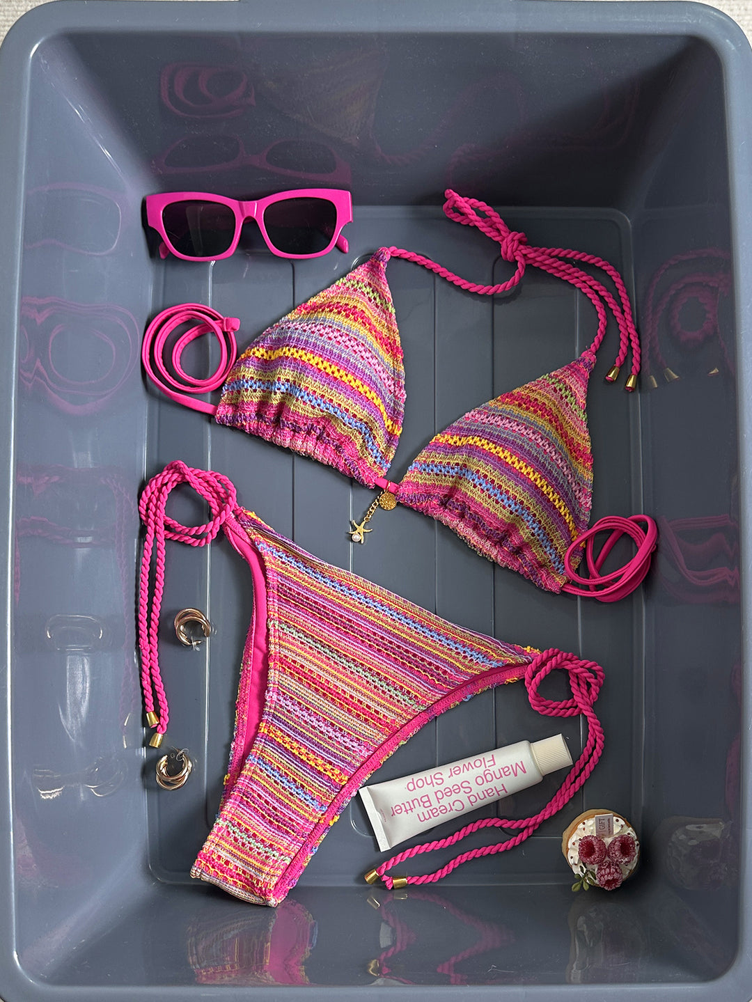Ladies Braided Triangle Bikini with Colorful Crochet Pattern StylebySassy