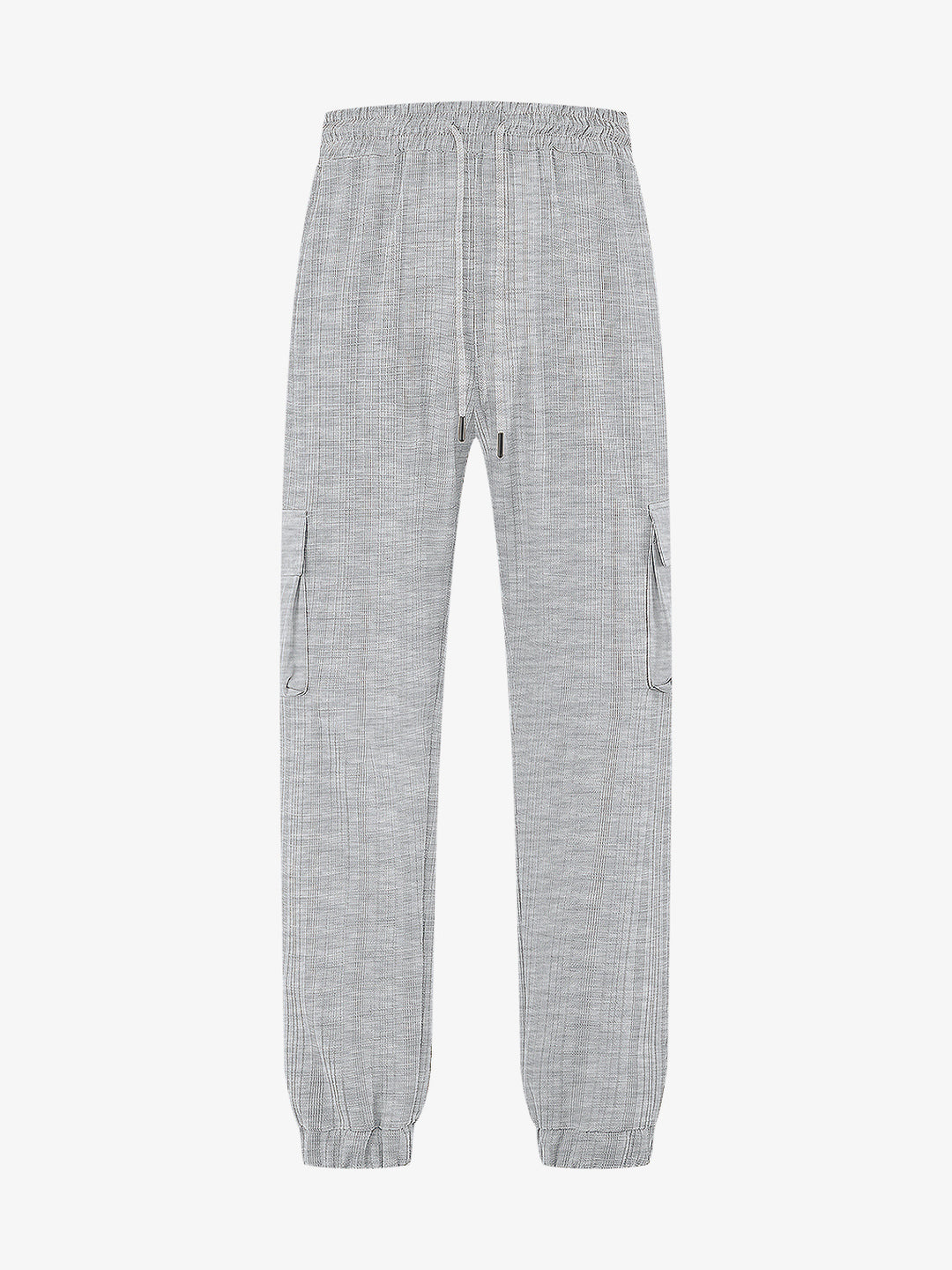 Men's Glencheck Cargo Jogging Pants with Drawstring Waistband and Elastic Ankle Closures StylebySassy
