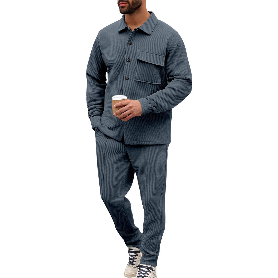 Men's Nan Shirt Jacket Set with Flap Pocket and Tapered Comfort Trousers StylebySassy