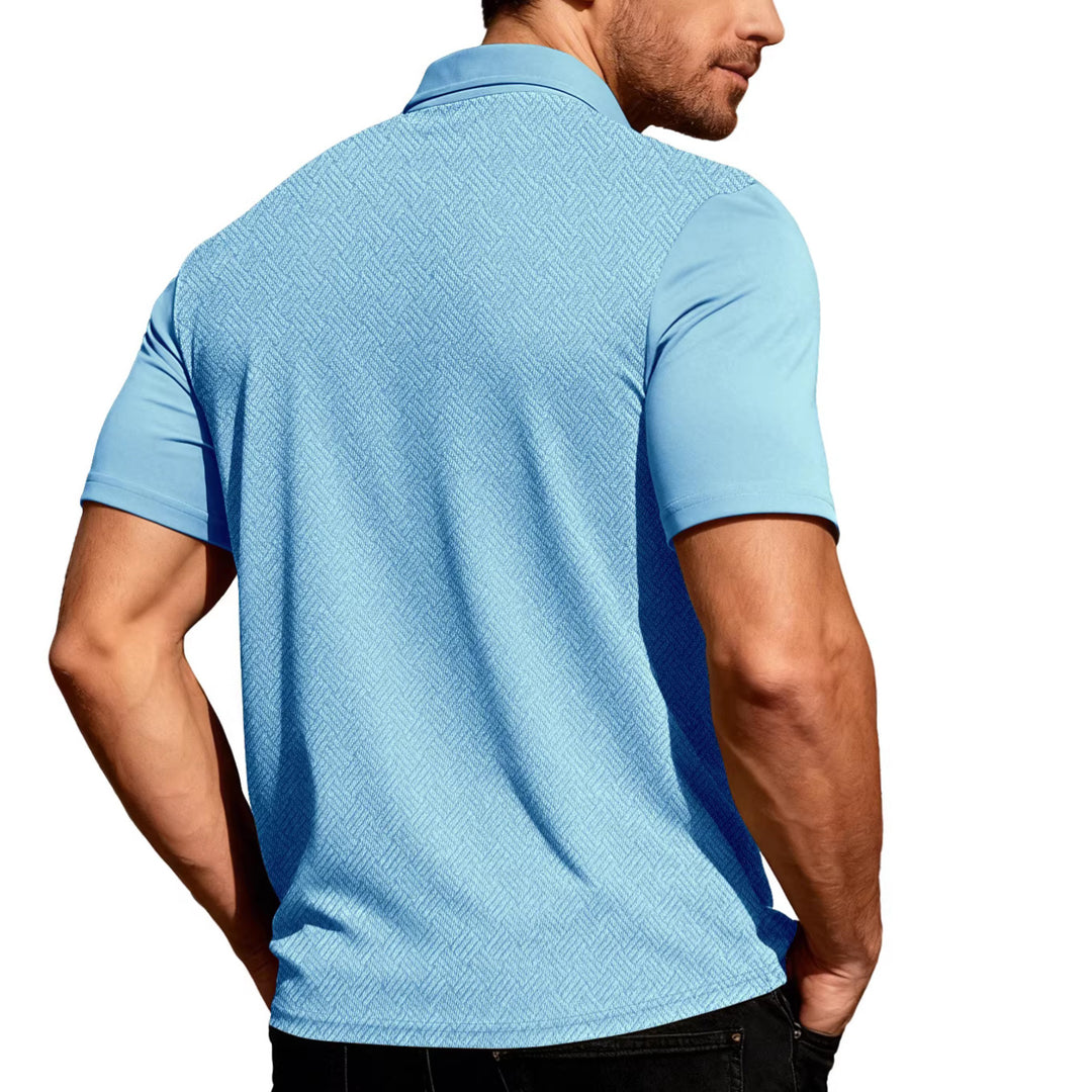 Men's leisure short sleeve shirt with jacquard texture, contrasted button placket and chest pocket StylebySassy