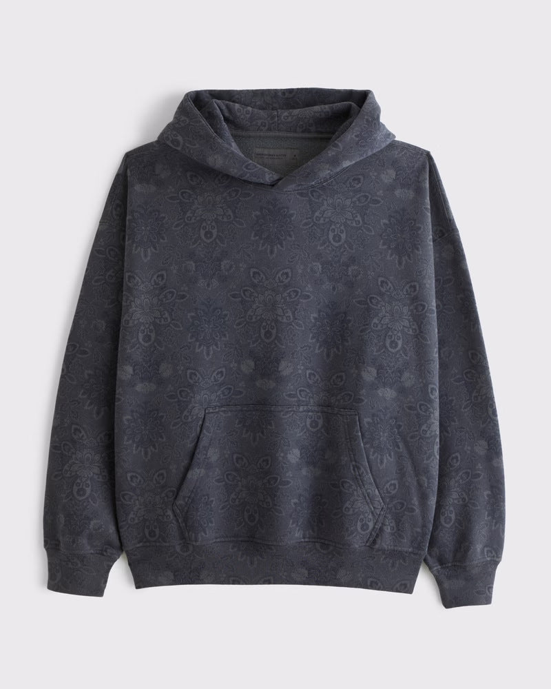Unisex loose-fit hoodie sweatshirt with subtle leaf texture, double hood without drawstring and kangaroo pocket StylebySassy