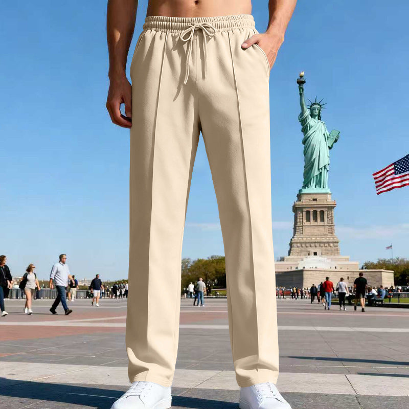 Men's elegant sweatpants with crease straight leg and drawstring StylebySassy