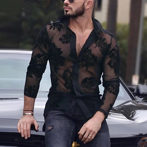 Ladies nan lightweight floral lace blouse with shirt collar and decorative button placket StylebySassy