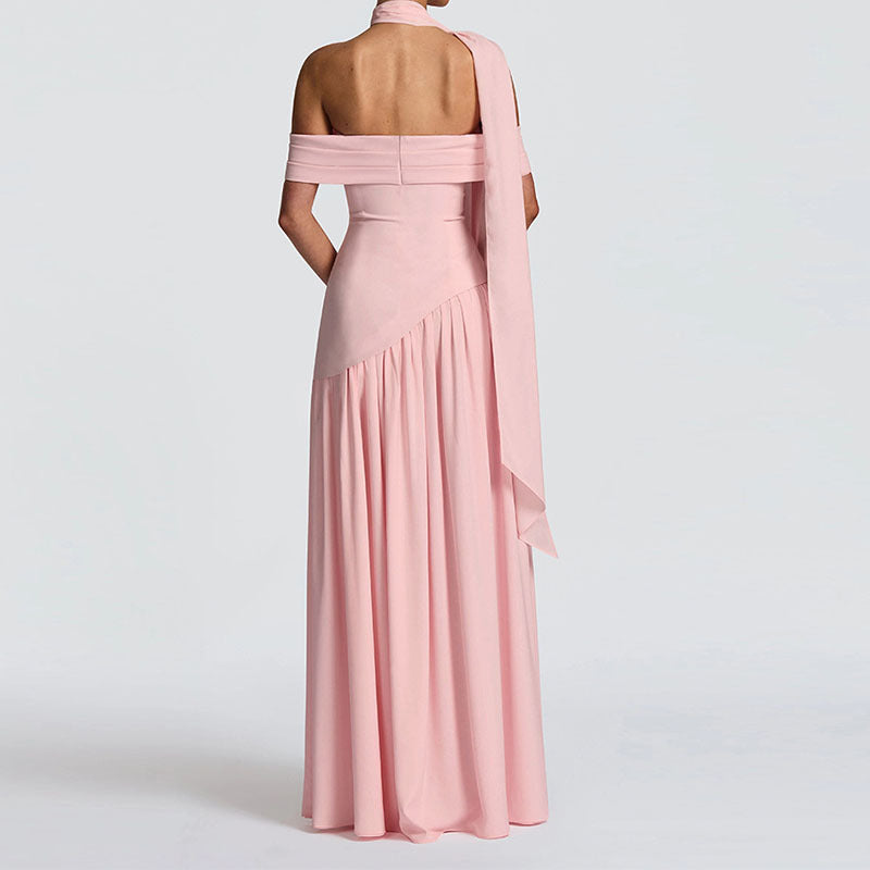 Women Off-Shoulder Maxi Dress with High Slit StylebySassy