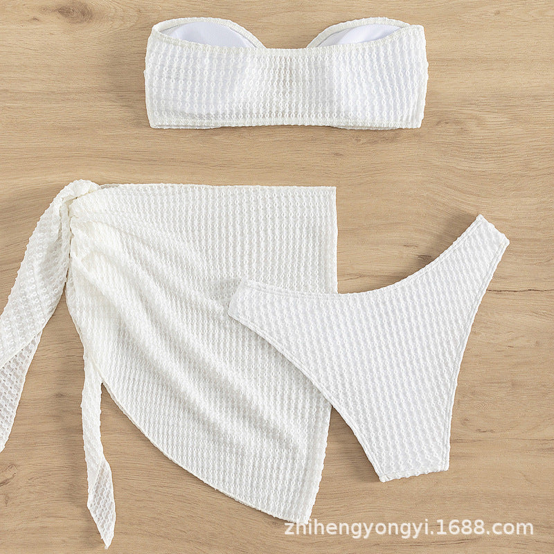 Women's bandeau bikini with cut-out design and matching skirt StylebySassy