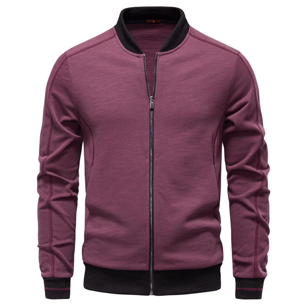 Men's slim zip jacket in bomber style with fine mélange texture, stand collar and elastic ribbed cuffs StylebySassy