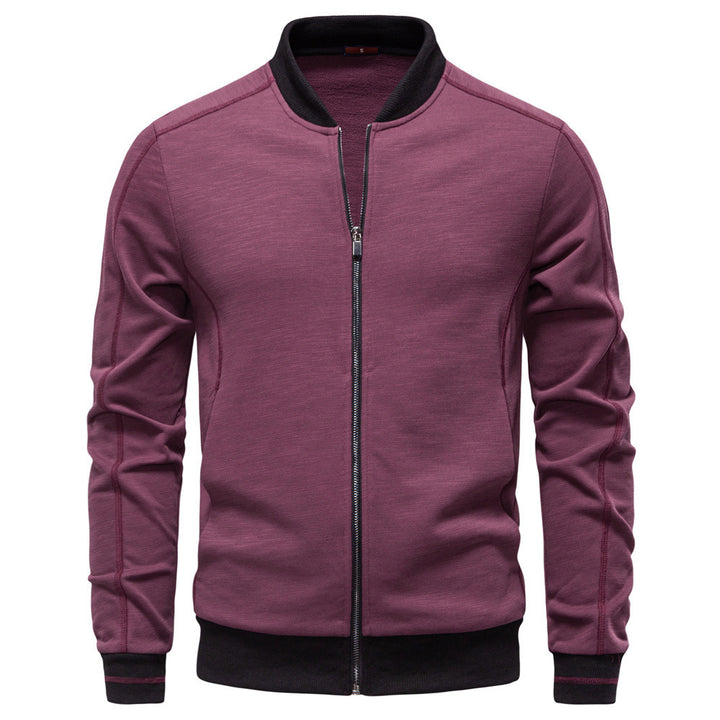 Men's slim zip jacket in bomber style with fine mélange texture, stand collar and elastic ribbed cuffs StylebySassy