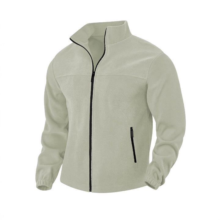 Men's fleece jacket with zipper, stand-up collar and zip pockets StylebySassy