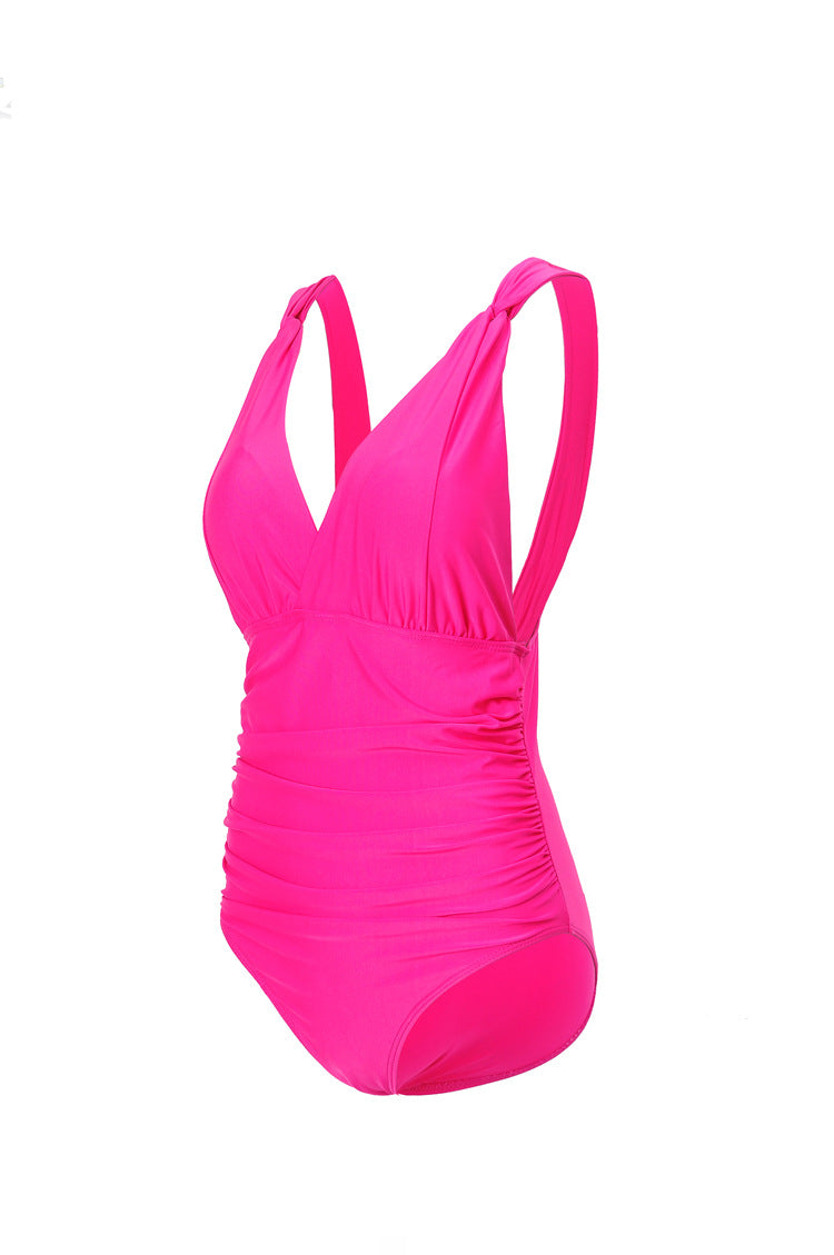 Ladies Elegant One-Piece Swimsuit with Wrap Look and Gathering StylebySassy