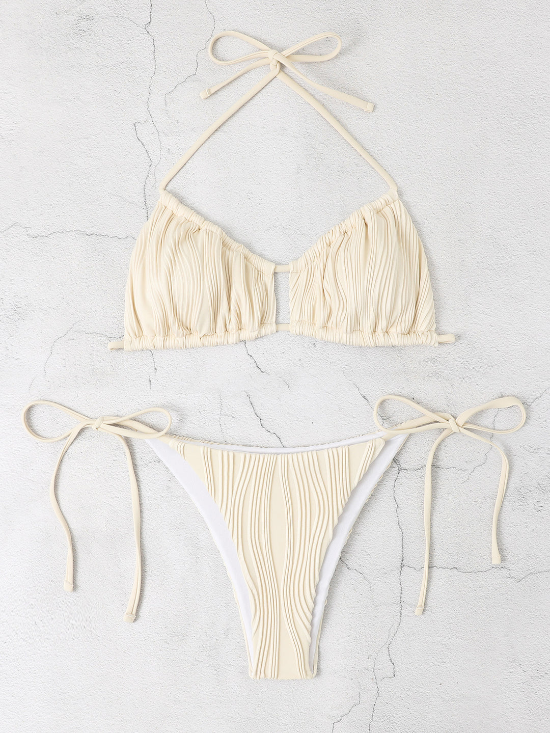Women's Triangle Bikini Set with Refined Ruffle Details StylebySassy