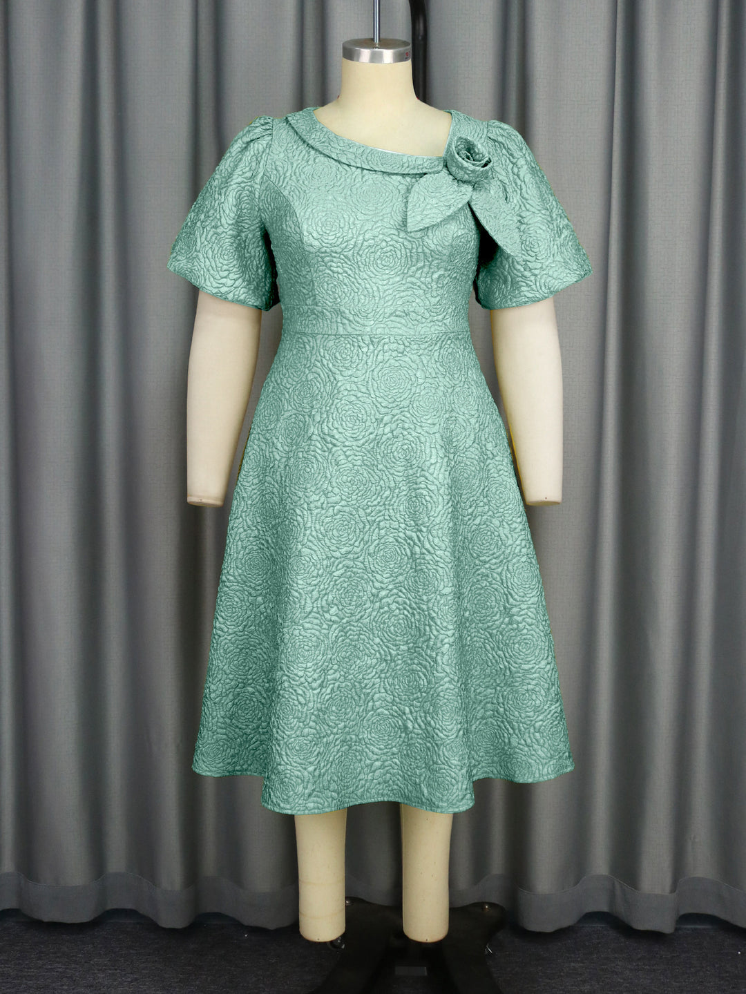 Women's Elegant Dress with Structured Flower Appliqué StylebySassy