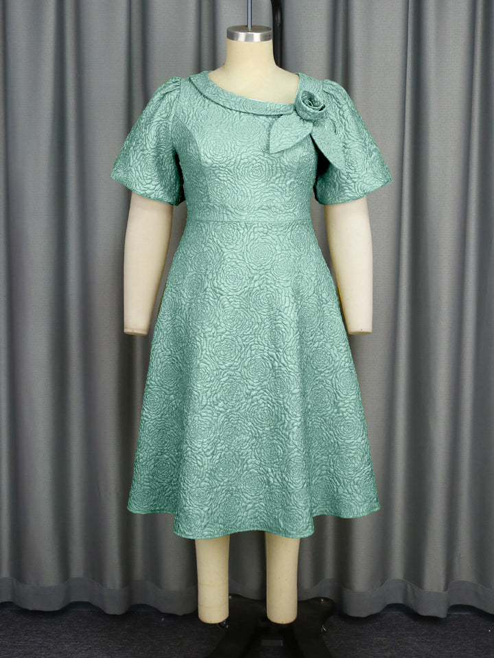 Women's Elegant Dress with Structured Flower Appliqué StylebySassy